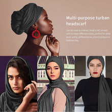 Load image into Gallery viewer, Turban Scarf Deep Grey Long Hair Scarf Hijab Shawl