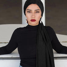 Load image into Gallery viewer, Turban Scarf Black Long Hair Scarf Hijab Shawl