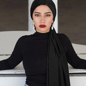 Turban Scarf Black Long Hair Scarf Hijab Shawl