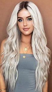 Platinum Blonde Middle Part Wavy Synthetic Wig
