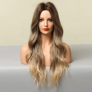 Ava Blonde Highlights Long Wavy Synthetic Wig