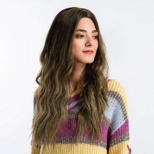 Sophie Dark Brown With Highlights Ombre Wavy Synthetic Wig