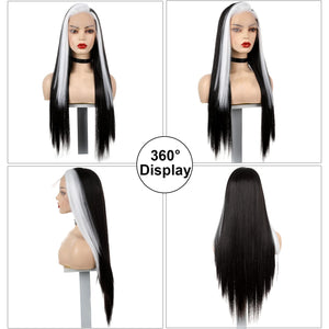 Natural ST-white-black# Breathable Wavy Lace Front Wig
