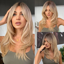 Load image into Gallery viewer, Jenny Blonde Ombre Layered Wavey Lace Front Wig