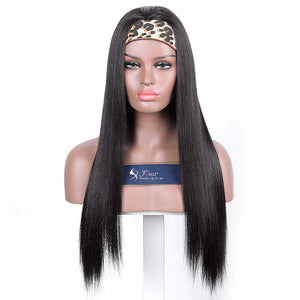 Jhene Jet Black Silky Straight Synthetic Headband Wig