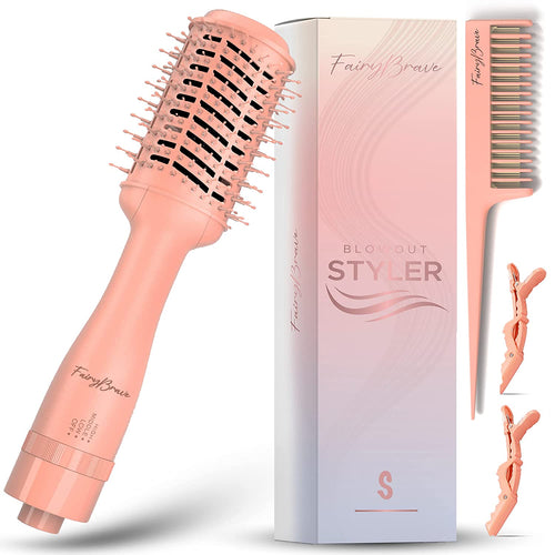 Journi Pink One Step Hair Blow Dryer Brush with Hair Clips