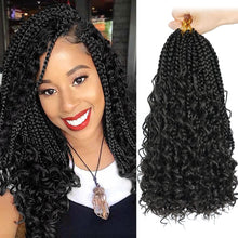 Load image into Gallery viewer, Niki #1B Bohemian Crochet Box Braids Braids with Curly Ends Hair Extentions