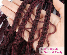 Load image into Gallery viewer, Red Bohemian 1B/BUG Goddess Box Braids Crochet with Curly Ends Hair Extension
