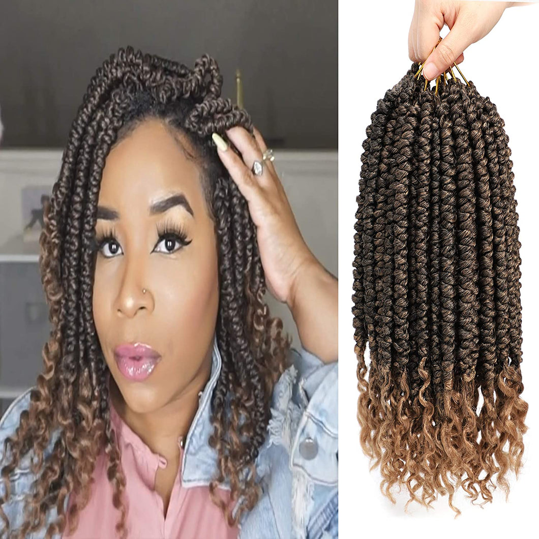 Chantel Light Brown 12 Inches Curly Senegalese Twist Synthetic Hair Bundles