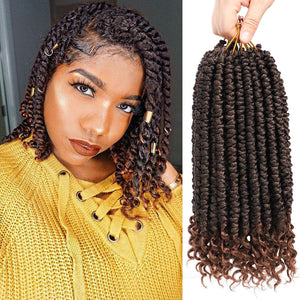 Laila T30 Light Brown 12-16 Inches Crochet Curly Senegalese Twist Synthetic Hair Bundles