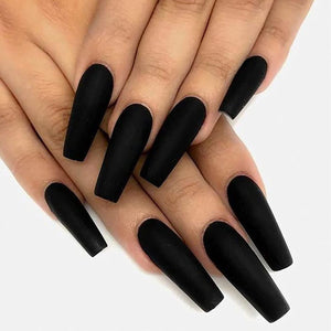 Black Matte Coffin Shape Press On Nails