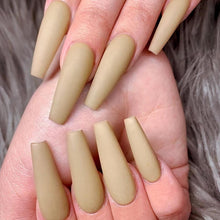 Load image into Gallery viewer, Brown Shades Of Nude Matte Coffin Shape Press On Nails