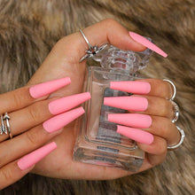 Load image into Gallery viewer, Girls Love Pink Matte Coffin Shape Press On Nails