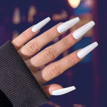 Load image into Gallery viewer, Classic White Matte Coffin Shape Press On Nails