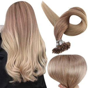 Natural Blonde Human Hair 14-22 Inches U Tip Extension