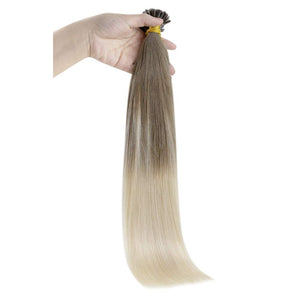Platinum Blonde Balayage Human Hair 14-22 Inches U Tip Extension