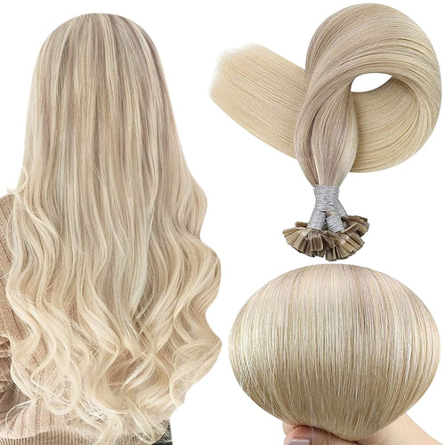 Winter Blonde Balayage 16-22 Inches Human Hair U Tip Extensions