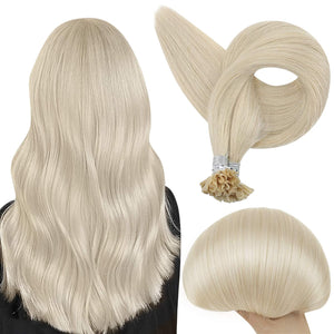 Silver & White Remy Human Hair 14-22 Inches U Tip Extension