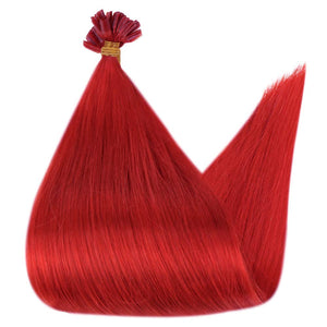 Red Silky Human Hair U Tip Extension