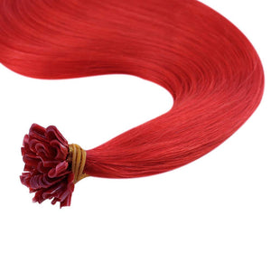 Red Silky Human Hair U Tip Extension