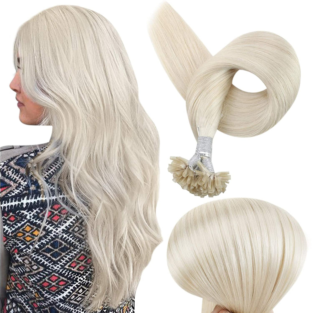 Icy Blonde 14-22 Inches Human Hair U Tip Extensions