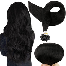 Load image into Gallery viewer, Silky Black Human Hair 14-22 Inches U Tip Extension