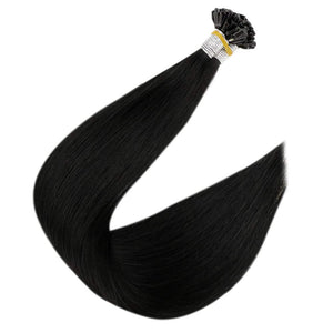 Silky Black Human Hair 14-22 Inches U Tip Extension