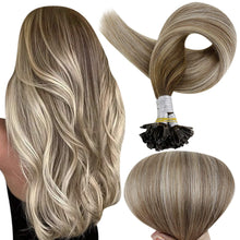 Load image into Gallery viewer, Platinum Blonde Balayage 14-22 Inches Human Hair U Tip Extension