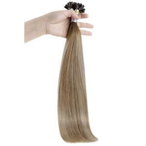 Platinum Blonde Balayage 14-22 Inches Human Hair U Tip Extension