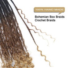 Load image into Gallery viewer, Sydney 1B/30/27 Goddess Box Braids Crochet with Curly Ends Hair Extension