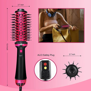 Prima Pink Round Hair Straightening and Curling Dryer Brush