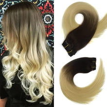 Load image into Gallery viewer, Dirty Blonde Ombre Silky Straight Human Hair Clip-In Extensions