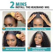 Load image into Gallery viewer, Tiana Black 12-26 Inches Pure Human Hair Curly Headband Wig