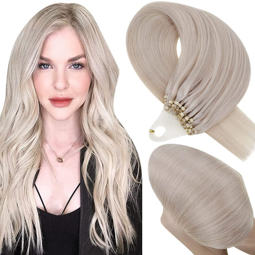 Platinum Blonde #60 Human Hair Micro Link Hair Extensions