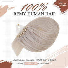 Load image into Gallery viewer, Platinum Blonde #60 Human Hair Micro Link Hair Extensions