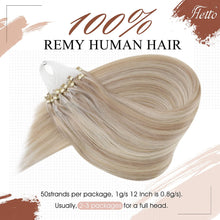 Load image into Gallery viewer, Sandy Blonde #18/613 Human Hair Micro Link Hair Extensions