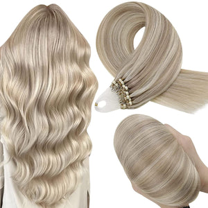 Platinum & Blonde Highlights #17/23 Human Hair Micro Link Hair Extensions