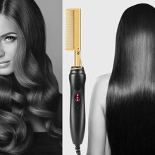 Load image into Gallery viewer, Brompton Gold Electric Hot Comb Hair Straightener