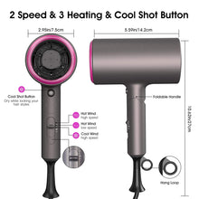 Load image into Gallery viewer, Ionic Professional Gray Foldable Hair Blow Dryer with Negative Ions