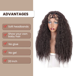 Tiana Dark Brown 20 Inches Pure Human Hair Curly Headband Wig