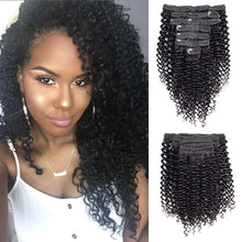 Load image into Gallery viewer, Black Double Weft Kinky Curly Ari Human Hair Clip-In Extensions