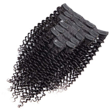 Load image into Gallery viewer, Black Double Weft Kinky Curly Ari Human Hair Clip-In Extensions