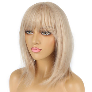 Blush Pink Short Synthetic Bang Wig