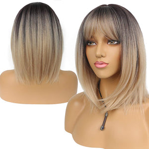 Dirty Blonde Shoulder Length Straight Synthetic Bang Wig