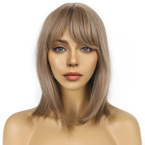 Cassie Light Brown Shoulder Length Synthetic Bang Wig