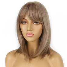Load image into Gallery viewer, Cassie Light Brown Shoulder Length Synthetic Bang Wig