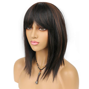 Candice Brown & Black Highlights Synthetic Bang Wig