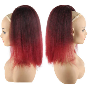 Laila Red Ombre 14 Inches Yaki Straight Synthetic Hair Clip-In Ponytail