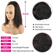 Load image into Gallery viewer, Tanya Black mixed Brown Yaki Straight Synthetic Hair Clip-In Ponytail