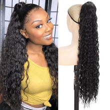 Load image into Gallery viewer, Lola Jet Black Curly Long Drawstring Ponytail